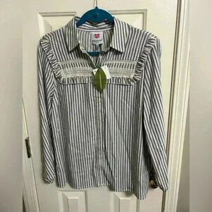 Anthropologie Hester & Orchard Boho Western Blouse Lace Ruffle Size Small NWT